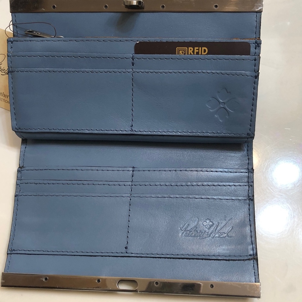 Patricia Nash Burnished Tooled Leather Cauchy Wallet Color Blue Fog NWT & Card - Picture 11 of 16